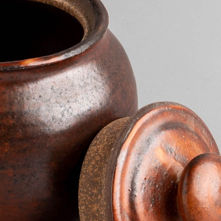 Fired Earth Lidded Jar